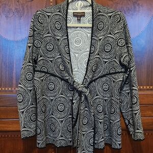 Dana Buchman Monochrome Circular Pattern Cardigan